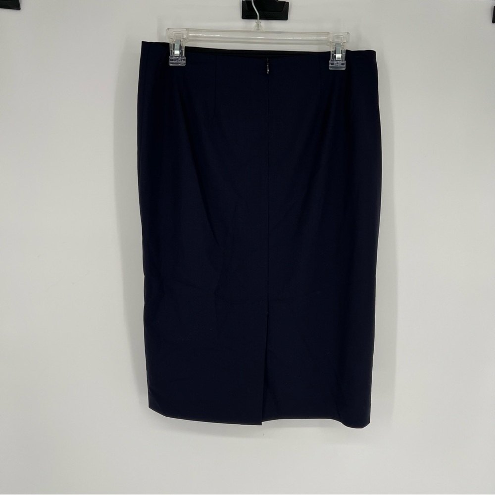 Lafayette 148‎ Navy Blue Wool Blend Pencil Skirt - Picture 4 of 11